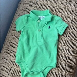 0-3 Month Ralph Lauren Green Polo Baby Onesie